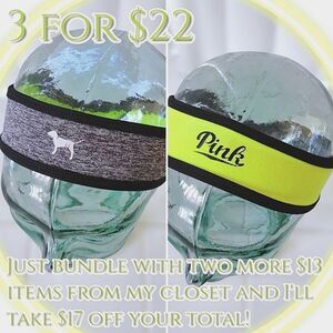 VS Pink neon yellow reversible headband